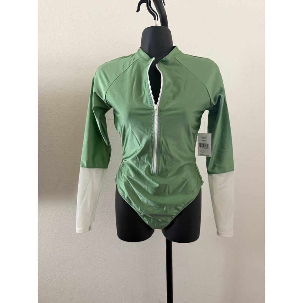 New Wet Sgeivo one piece zip long sleeve swimsuit green small $168 - Picture 2 of 4